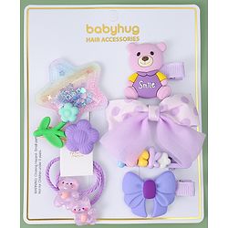 Babyhug Hair Accessories with Bow Applique Combo Sets - Purple