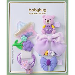 Babyhug Hair Accessories with Bow Applique Combo Sets - Purple