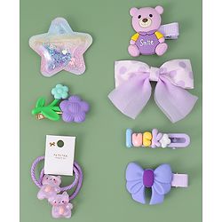 Babyhug Hair Accessories with Bow Applique Combo Sets - Purple