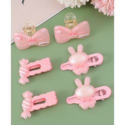 Babyhug Hair Pins And Clips  with Bow Appliques Pack of 6 - Pink