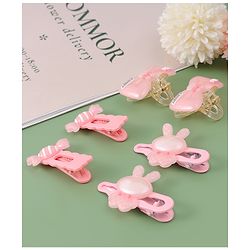 Babyhug Hair Pins And Clips  with Bow Appliques Pack of 6 - Pink