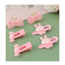 Babyhug Hair Pins And Clips  with Bow Appliques Pack of 6 - Pink
