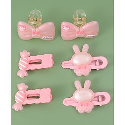 Babyhug Hair Pins And Clips  with Bow Appliques Pack of 6 - Pink