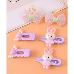 Babyhug Hair Pins And Clips with Bow Applique Pack of 6 - Purple
