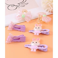 Babyhug Hair Pins And Clips with Bow Applique Pack of 6 - Purple