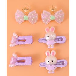 Babyhug Hair Pins And Clips with Bow Applique Pack of 6 - Purple