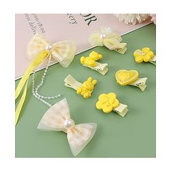 Babyhug Hair Pins And Clips with Bow Applique Pack of 8 - Yellow