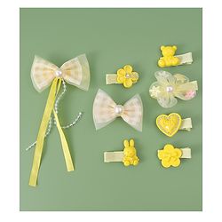 Babyhug Hair Pins And Clips with Bow Applique Pack of 8 - Yellow