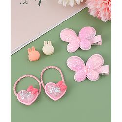 Babyhug Hair Pins And Clips  with Heart Applique Pack of 6 - Pink
