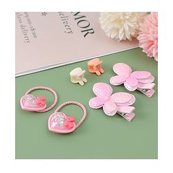 Babyhug Hair Pins And Clips  with Heart Applique Pack of 6 - Pink