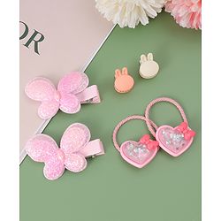 Babyhug Hair Pins And Clips  with Heart Applique Pack of 6 - Pink