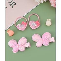Babyhug Hair Pins And Clips  with Heart Applique Pack of 6 - Pink