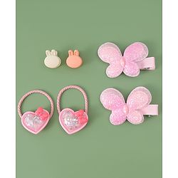 Babyhug Hair Pins And Clips  with Heart Applique Pack of 6 - Pink