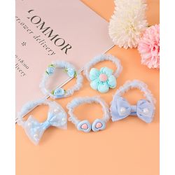 Babyhug Rubber Bands & Scrunchies  with Bow Applique Pack of 5  - Blue