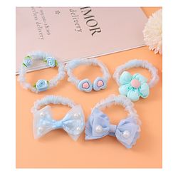 Babyhug Rubber Bands & Scrunchies  with Bow Applique Pack of 5  - Blue