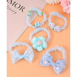 Babyhug Rubber Bands & Scrunchies  with Bow Applique Pack of 5  - Blue