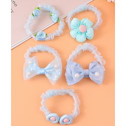 Babyhug Rubber Bands & Scrunchies  with Bow Applique Pack of 5  - Blue
