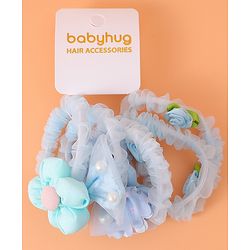 Babyhug Rubber Bands & Scrunchies  with Bow Applique Pack of 5  - Blue