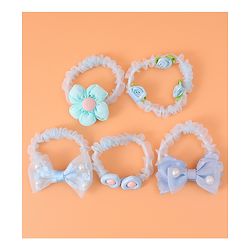 Babyhug Rubber Bands & Scrunchies  with Bow Applique Pack of 5  - Blue