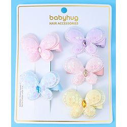 Babyhug Bow & Butterfly Clips Free Size Pack of 5 - Multicolor