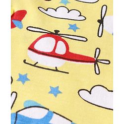 Babyhug Cotton Knit Full Sleeves Front Open Night Suit with Airplane Print - Yellow