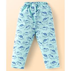 Babyhug Cotton Knit Full Sleeves Night Suit with Dino Print - Light Blue