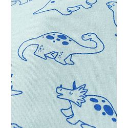 Babyhug Cotton Knit Full Sleeves Night Suit with Dino Print - Light Blue