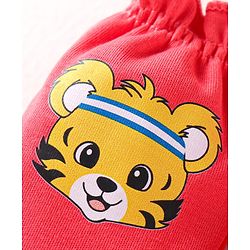 Babyhug 100% Cotton Knit Mittens with Animal Prints Pack of 3 - Blue & Red
