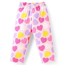 Babyhug Cotton Knit Full Sleeves Night Suit With Heart Print - Pink