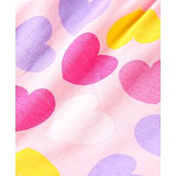 Babyhug Cotton Knit Full Sleeves Night Suit With Heart Print - Pink
