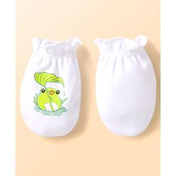 Babyhug Interlock Knit Mittens With Frog Print Pack of 3 - White Blue & Orange