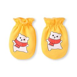 Babyhug 100% Cotton Knit Mittens with Bear Print Pack of 3 - Light Blue Red & Yellow