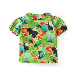 Babyhug Rayon Woven Half Sleeves Top With Floral Print - Green