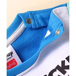Babyhug Disney Cotton Knit Full Sleeves Cut & Sew T-Shirt & Lounge Pant Set with Mickey & Friends Graphics - Blue & Light Green