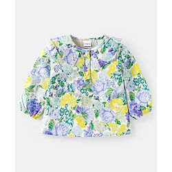 Babyhug Rayon Woven Full Sleeves Top With Floral Print - Yellow