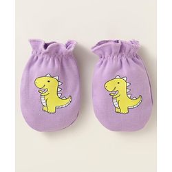 Babyhug Interlock Mittens With Animal Print Pack of 3 - Orange Green & Purple