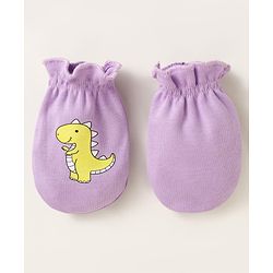 Babyhug Interlock Mittens With Animal Print Pack of 3 - Orange Green & Purple