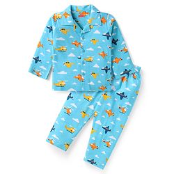 Babyhug Cotton Knit Full Sleeves Night Suit with Dino Print - Black