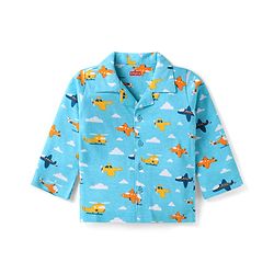 Babyhug Cotton Knit Full Sleeves Night Suit with Dino Print - Black