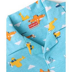 Babyhug Cotton Knit Full Sleeves Night Suit with Dino Print - Black