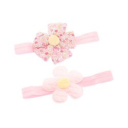 Babyhug Free Size Headbands With Floral Applique Pack of 2 - Pink