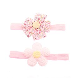 Babyhug Free Size Headbands With Floral Applique Pack of 2 - Pink