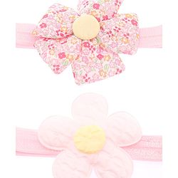 Babyhug Free Size Headbands With Floral Applique Pack of 2 - Pink