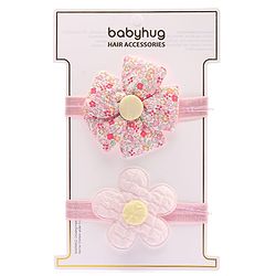 Babyhug Free Size Headbands With Floral Applique Pack of 2 - Pink