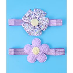 Babyhug Free Size Headbands With Floral Applique Pack of 2 - Purple