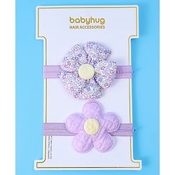 Babyhug Free Size Headbands With Floral Applique Pack of 2 - Purple