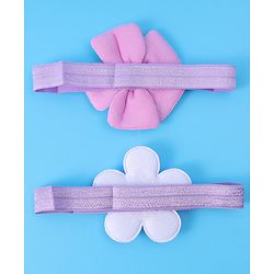 Babyhug Free Size Headbands With Floral Applique Pack of 2 - Purple