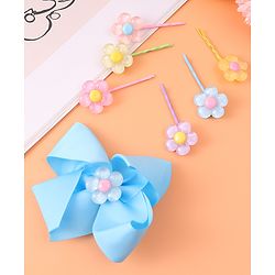 Babyhug Hair Pins & Clips with Floral Applique Free Size Pack of 7 - Multicolor