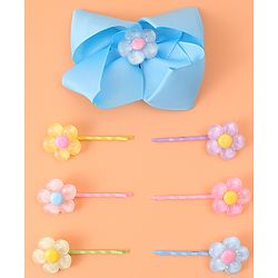 Babyhug Hair Pins & Clips with Floral Applique Free Size Pack of 7 - Multicolor