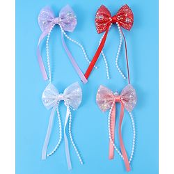 Babyhug Sequin Embellished Bow & Butterfly Clips Free Size Pack of 4 - Multicolor
